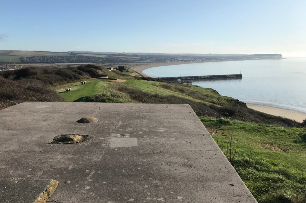 View east over Newhaven Harbour from the Castle Hill battery