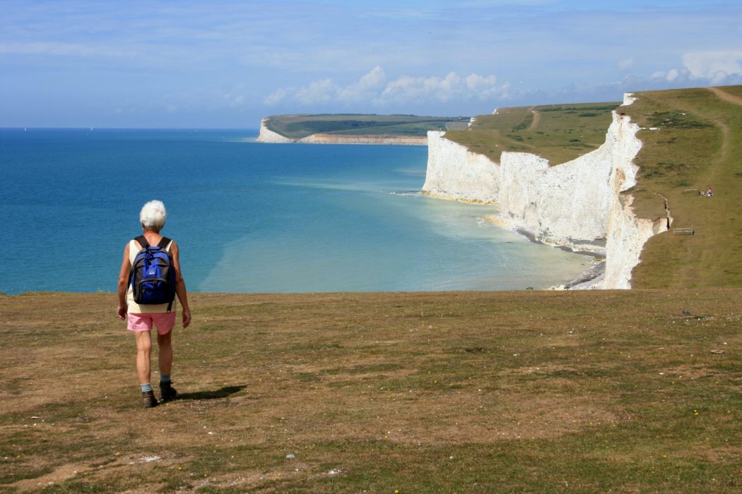 A popular clifftop walk along the Seven Sisters near Eastbourne