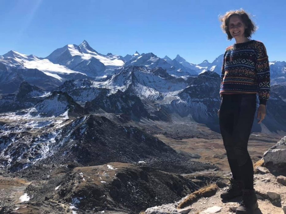 Janet Salmon in the Val d’Anniviers. This photo brings back memories of our wedding anniversary and makes me want to return!