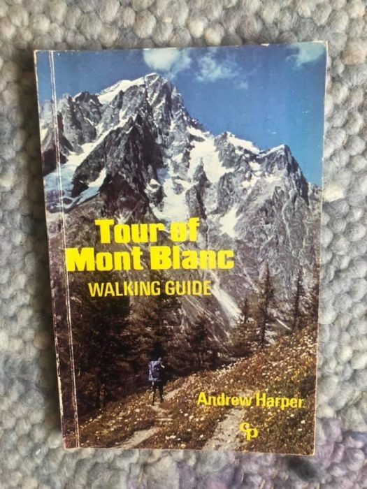 My first Cicerone guide book (1982) and my last trip to Mont Blanc (2018). I am descending from the Signal de Bisanne while watching the Tour de Savoie-Mont Blanc bike race. Still dreaming of TMB.