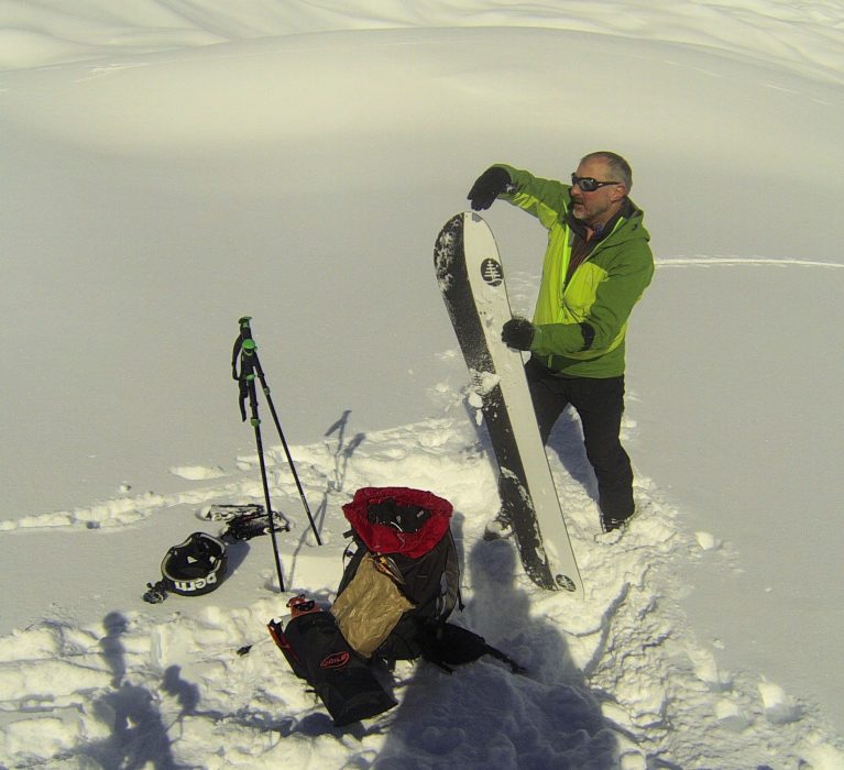 Dave Making The Splitboard Ready To Descend