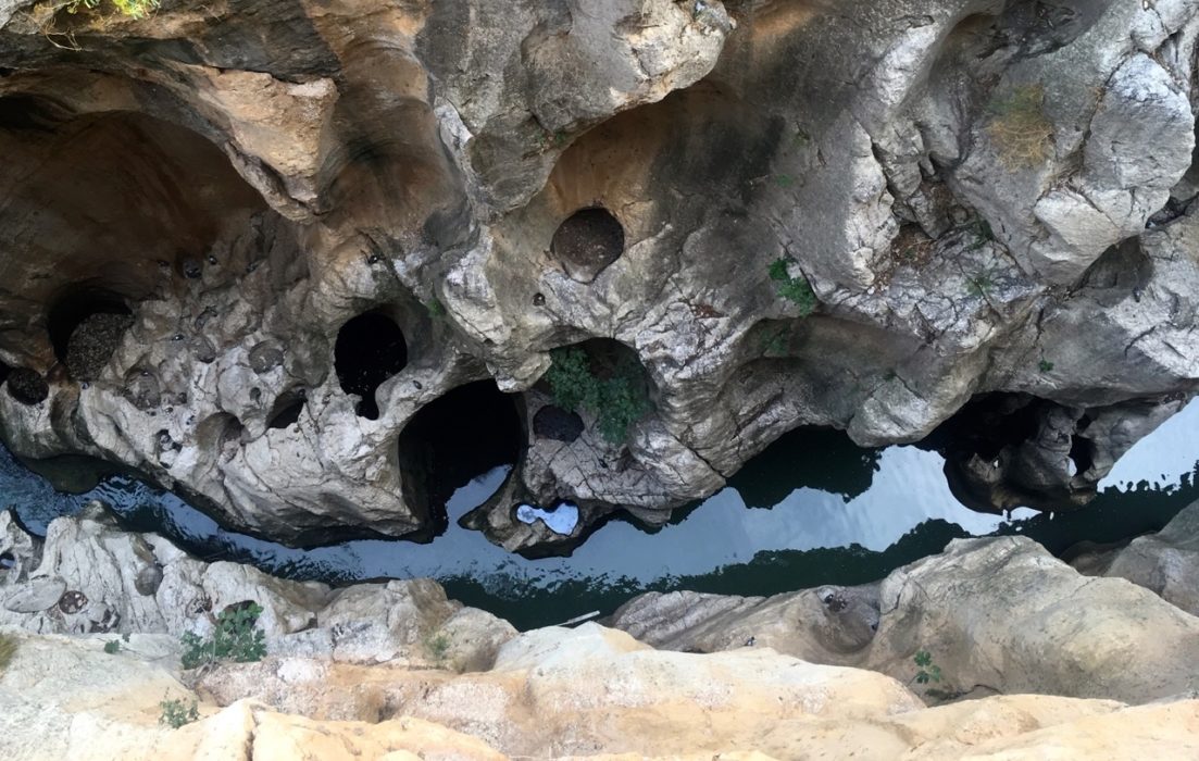 Looking Down Into The Water Scultpured Limestone Gorge