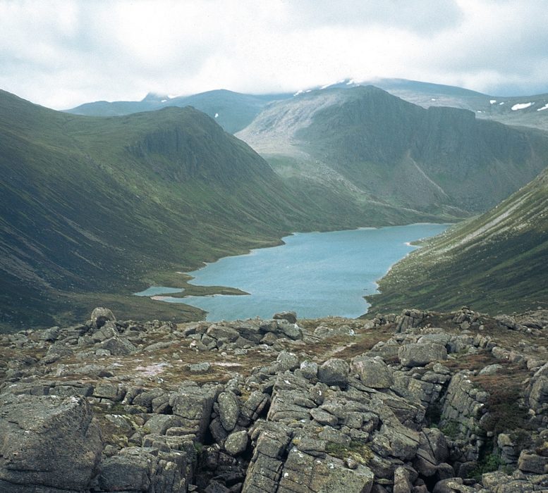 Ben Macdui In Distance Behind Loch Avon In The Cairngorms