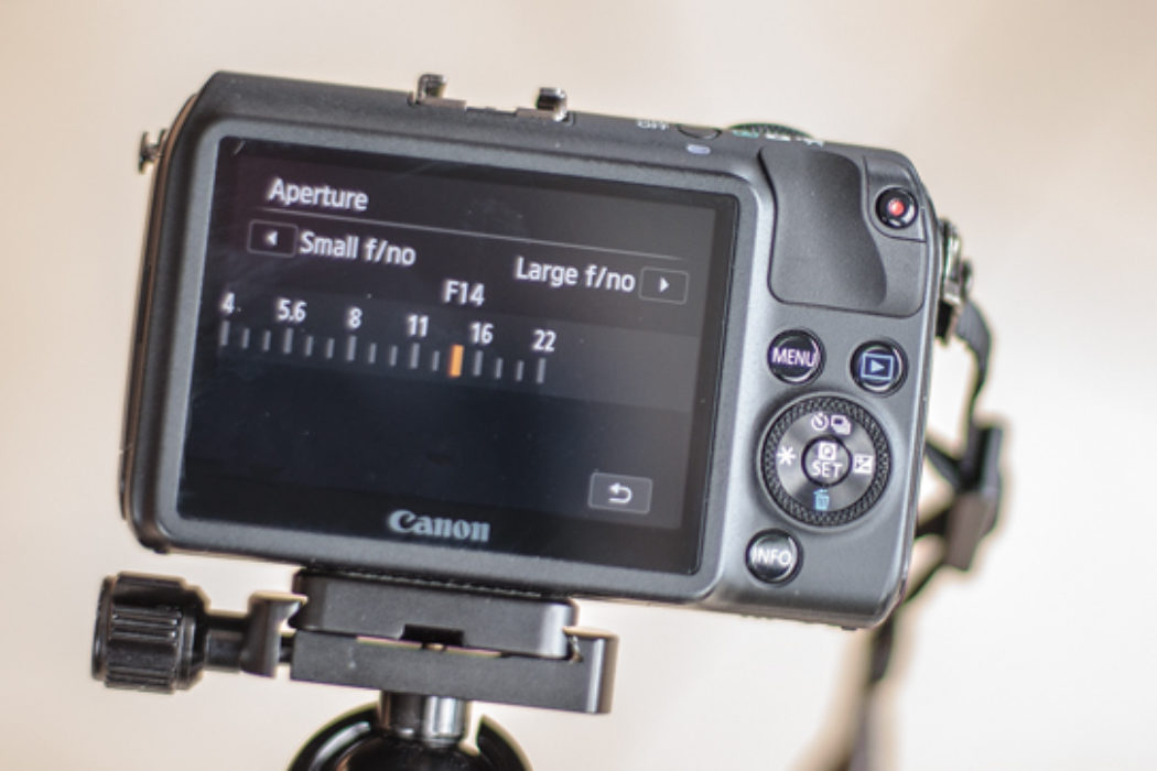 Set the aperture for a large depth of field