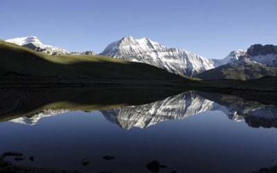 La Grande Casse, in the heart of the Vanoise, reflected in a lake on the way to the Refuge du Plan du Lac (Day 13 of the GR5)