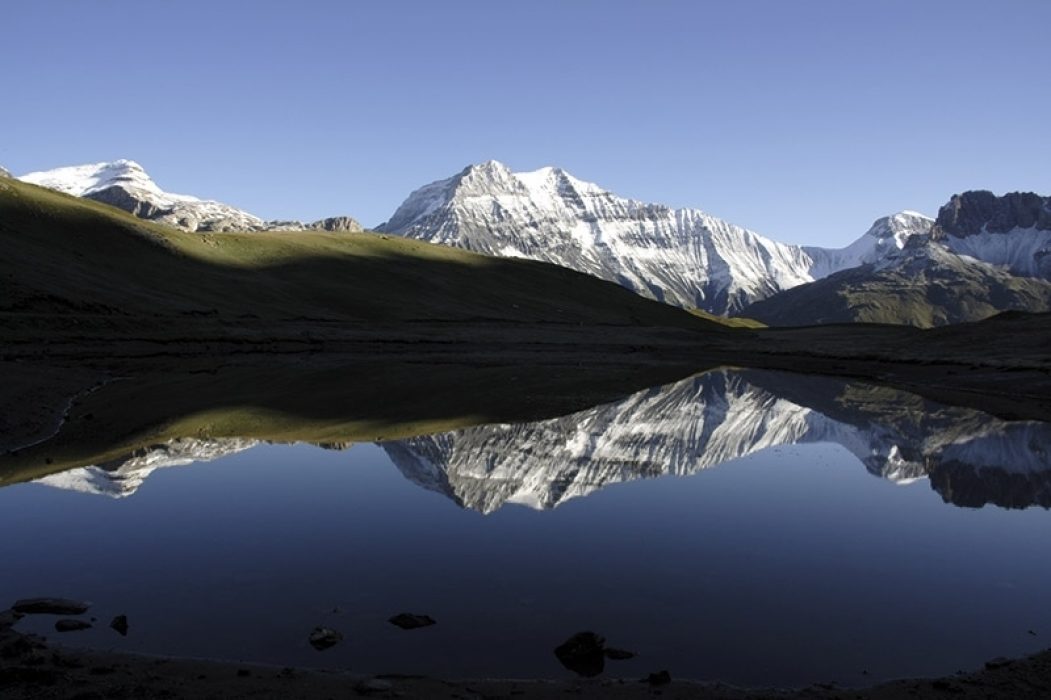 La Grande Casse, in the heart of the Vanoise, reflected in a lake on the way to the Refuge du Plan du Lac (Day 13 of the GR5)