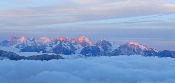 Mont Blanc range seen from Cab. Mont Fort