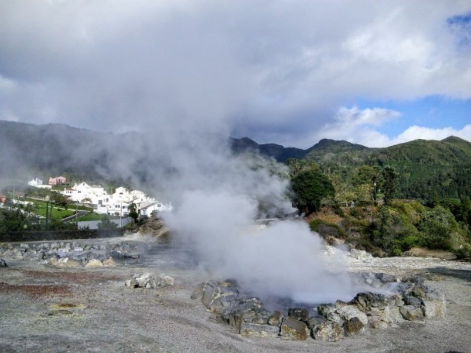 "Mustn't land myself in hot water! Geothermal springs at Furnas on the island of São Miguel."