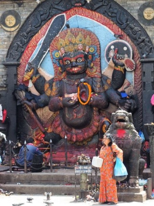 The Undamaged Stone Image Of The Kala Bhairab In Kathmandu