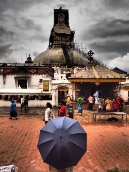 The Worlds Largest Stupa At Boudhanath Is Still Under Scaffolding Whilst Being Repaired