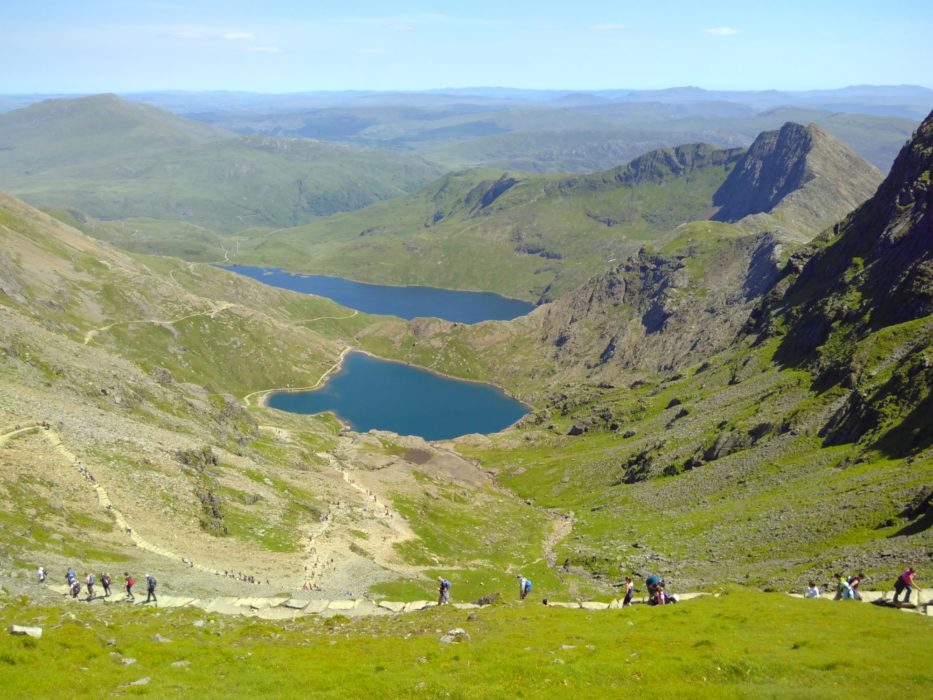 Walkers On The Pyg Track With Y Lliwedd On The Right