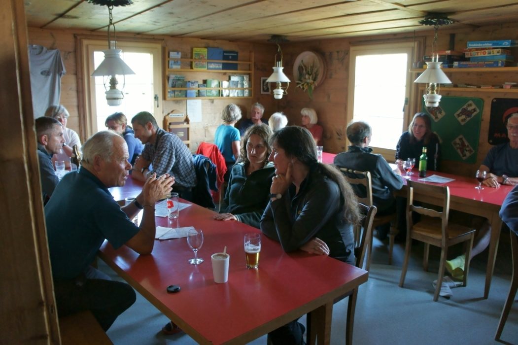 The friendly dining room/stube at the Schesaplana Hut