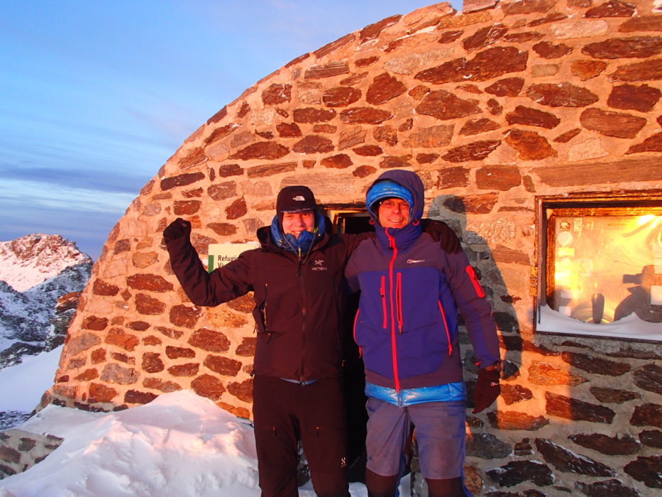 8 The Author And His Brother Enjoying The First Rays Of The Sun At The Refugio De Carihuela